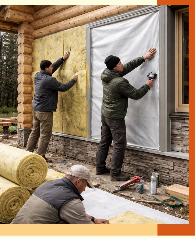 Утепление бревенчатого дома в Ангарске от 7860 руб/м2 — заказать под ключ | ТепломастерНгр