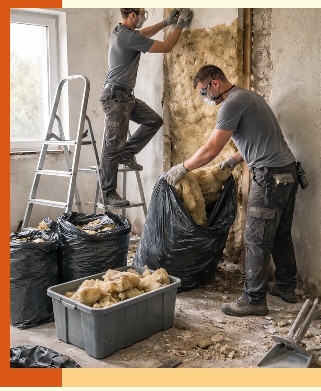 Демонтаж старого утеплителя и вывоз отходов в Ангарске